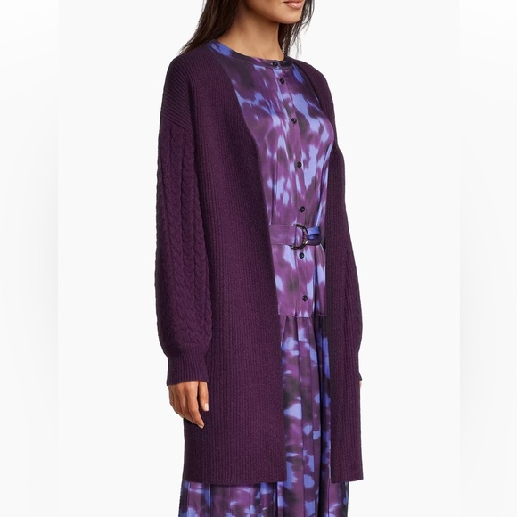 Misook Rib-Knit Balloon-Sleeve Cardigan Sweater - Picture 5 of 11